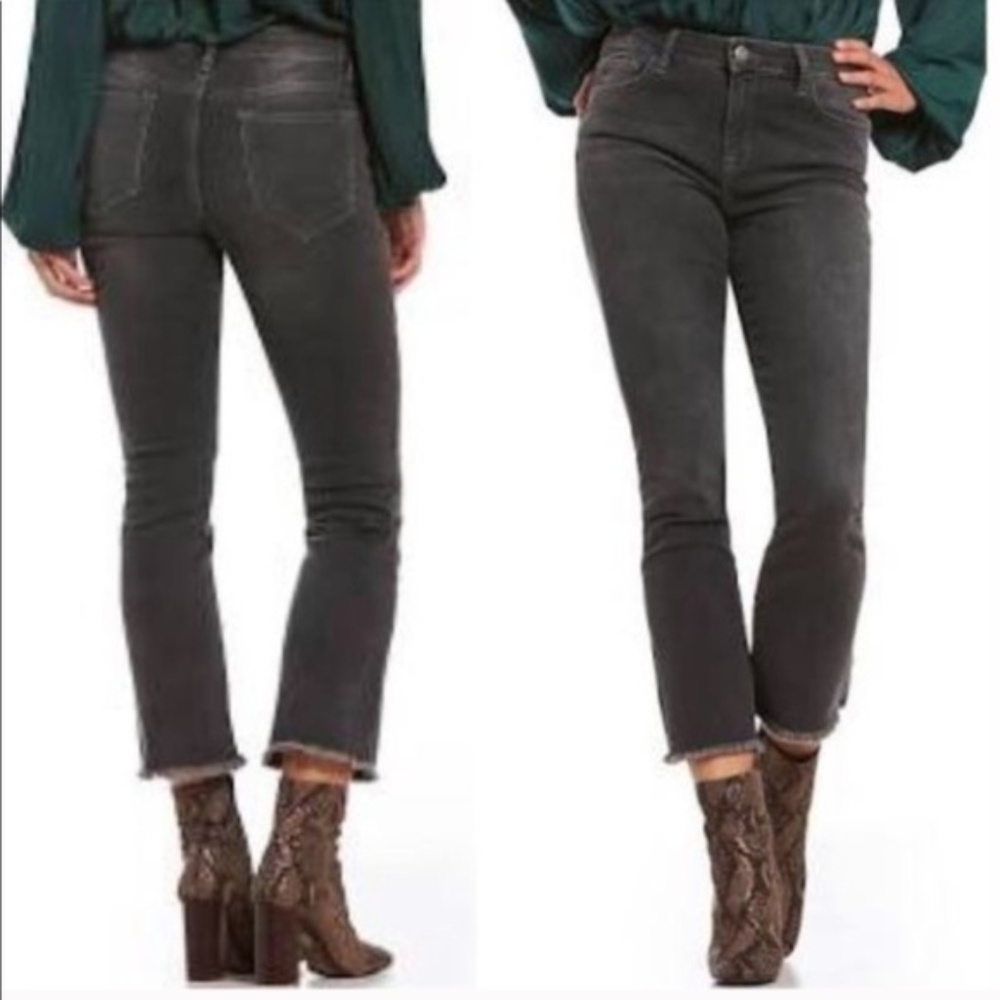 Free People gray straight crop raw hem jean NWT